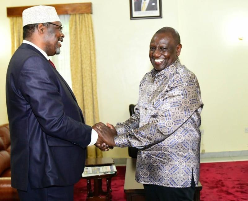 File image of President William Ruto and Miguna Miguna.